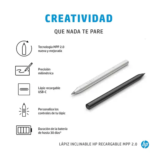 HP Lápiz inclinable recargable MPP 2.0 (plateado)
