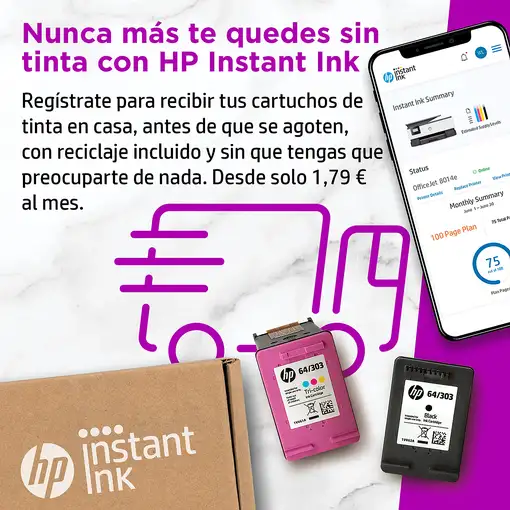 HP OfficeJet 8014e Inalámbrico All-in-One Color Impresora, Servicio Instant Ink; I
