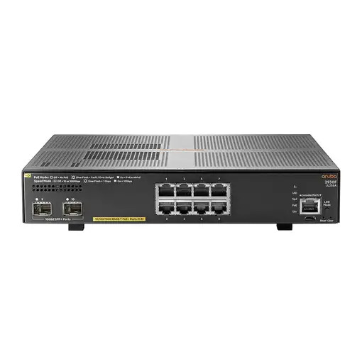 HPE Aruba Networking 2930F 8G PoE+ 2SFP+ Gestionado L3 Gigabit Ethernet (10/100/10 HPE Aruba Networking 2930F 8G PoE+ 2SFP+ Gestionado L3 Gigabit Ethernet (10/100/10
