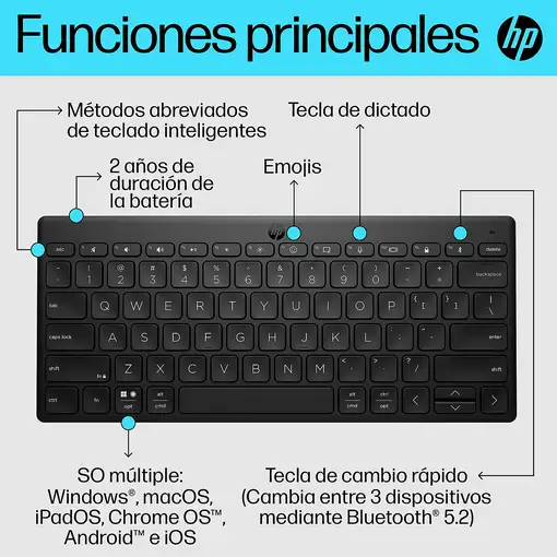 HP Teclado multidispositivo compacto 350 con Bluetooth