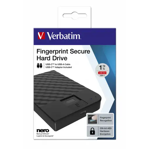 Verbatim Disco duro portátil Fingerprint Secure de 1 TB