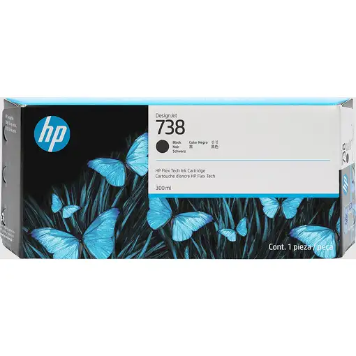 HP Cartucho de tinta negra DesignJet 738 de 300 ml
