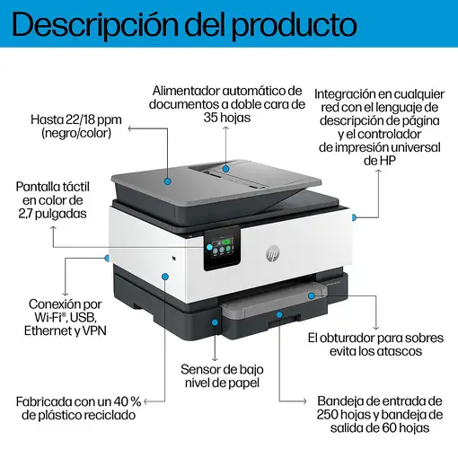 HP OfficeJet Pro 9120b Inalámbrico All-in-One Color Impresora, Impresión a doble c