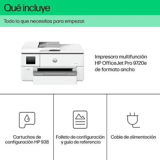 HP OfficeJet Pro 9720e Inalámbrico All-in-One Color Impresora, Impresión a doble c