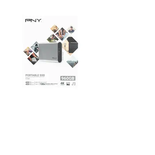 PNY Elite 960 GB USB Tipo C 3.2 Gen 1 (3.1 Gen 1) Plata