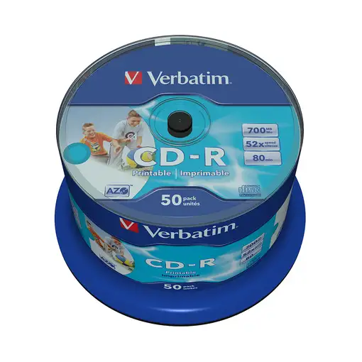 Verbatim CD-R AZO Wide Inkjet Printable no ID 700 MB 52x 50 pieza(s)
