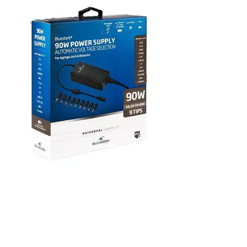 Bluestork BS-PW-NB90/FB3 adaptador e inversor de corriente Interior 90 W Negro