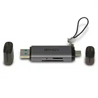 Lindy 43335 lector de tarjeta USB 3.2 Gen 1 (3.1 Gen 1) Type-A/Type-C Negro, Gris