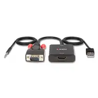 Lindy 38284 adaptador de cable de vídeo VGA (D-Sub) + 3,5mm HDMI + USB Negro
