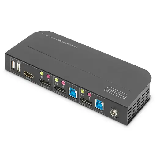 Digitus Conmutador KVM, 2 puertos, 4K60Hz, 2 DP in, 1 DP/HDMI out
