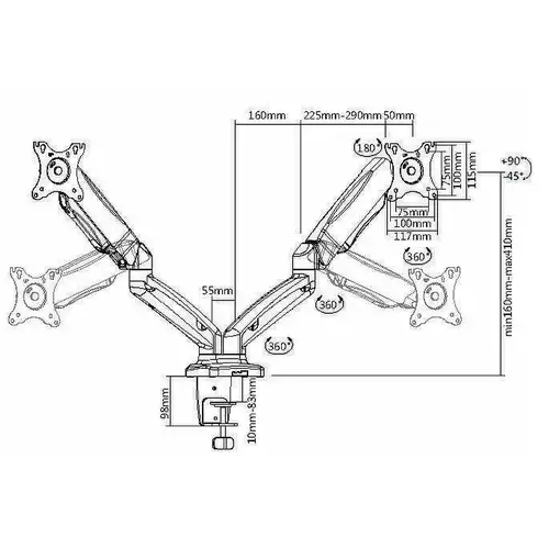 Equip Soporte de sobremesa para dos monitores interactivos de 17''-32