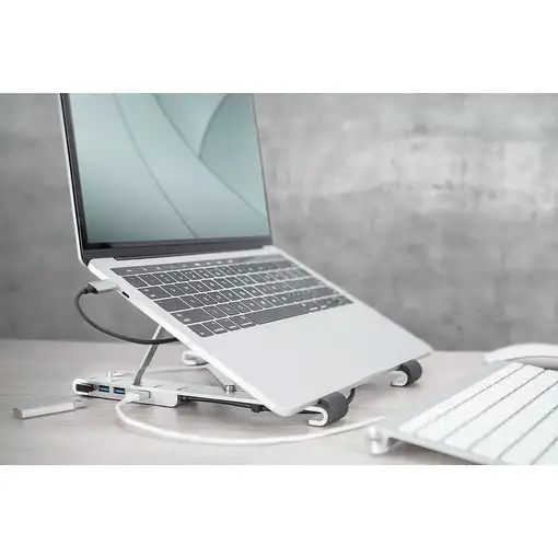 Digitus Soporte variable para notebook con hub USB-C™ integrado, 5 puertos