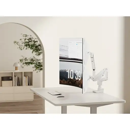 Equip Soporte de escritorio para monitor doble de 17«-35», blanco