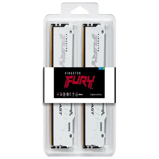 Kingston Technology FURY Beast 32GB 6000MT/s DDR5 CL36 DIMM (Kits de 2) White RGB