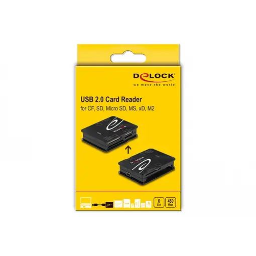 DeLOCK Lector de tarjetas USB 2.0 para tarjetas de memoria CF/SD/Micro SD/MS/xD/M2