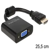 DeLOCK 65512 adaptador de cable de vídeo 0,254 m VGA (D-Sub) HDMI tipo A (Estándar