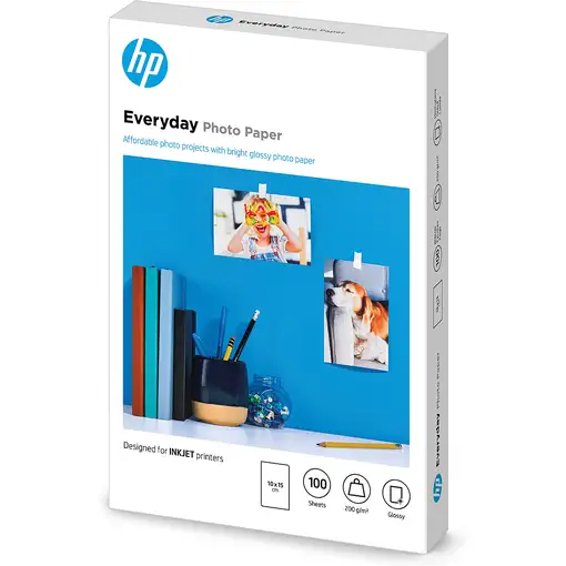 HP Papel fotográfico Everyday, brillante, 200 g/m2, 10 x 15 cm (101 x 152 mm), 100