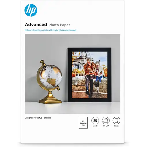 HP Papel fotográfico Advances, brillante, 250 g/m2, A4 (210 x 297 mm), 25 hojas