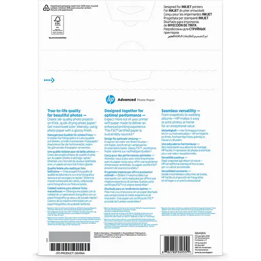 HP Papel fotográfico Advances, brillante, 250 g/m2, A4 (210 x 297 mm), 25 hojas