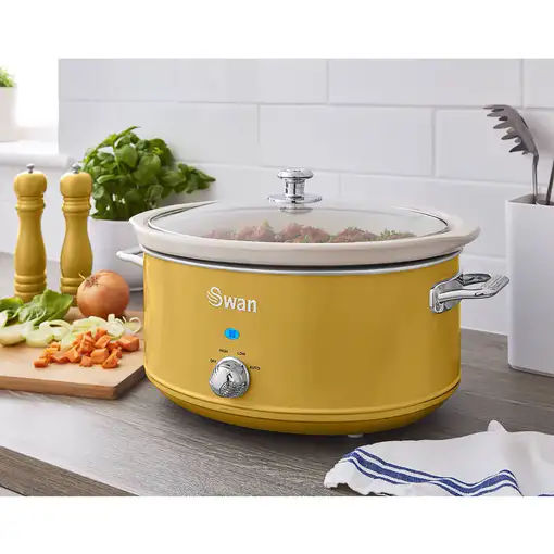 Retro Olla Cocción Lenta,6,5L,Recipiente Extraíble Antiadherente SF17031YELNE SWAN