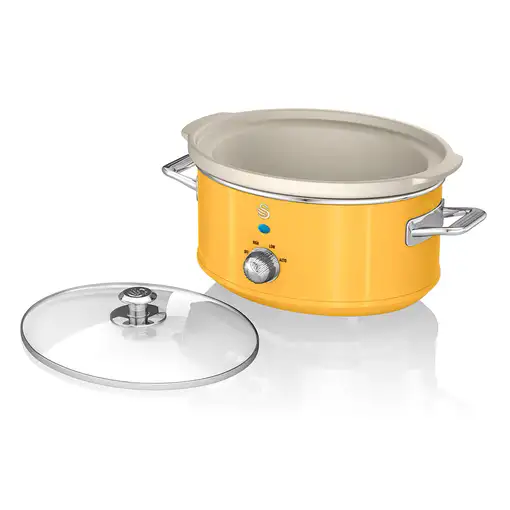 Retro Olla Cocción Lenta,6,5L,Recipiente Extraíble Antiadherente SF17031YELNE SWAN