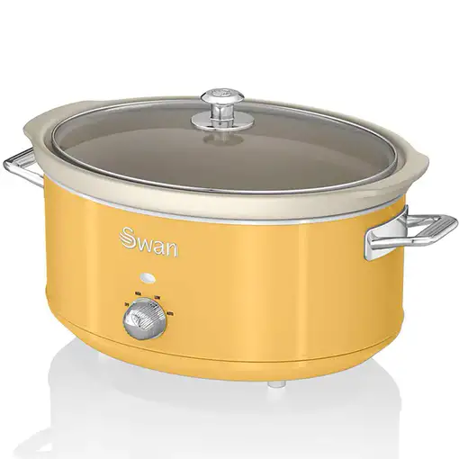 Retro Olla Cocción Lenta,6,5L,Recipiente Extraíble Antiadherente SF17031YELNE SWAN