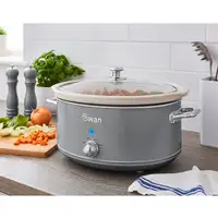 Retro Olla Cocción Lenta,6,5L,Recipiente Extraíble Antiadherente SF17031GRNEU SWAN