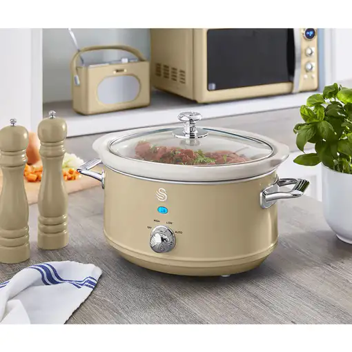 Retro Olla Cocción Lenta 3,5L,Recipiente Extraíble Antiadherente,SF17021CNEU SWAN