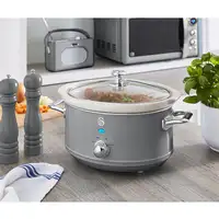 Retro Olla Cocción Lenta 3,5L,Recipiente Extraíble Antiadherente,SF17021GRNEU SWAN