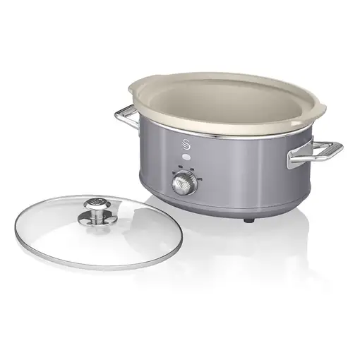 Retro Olla Cocción Lenta 3,5L,Recipiente Extraíble Antiadherente,SF17021GRNEU SWAN