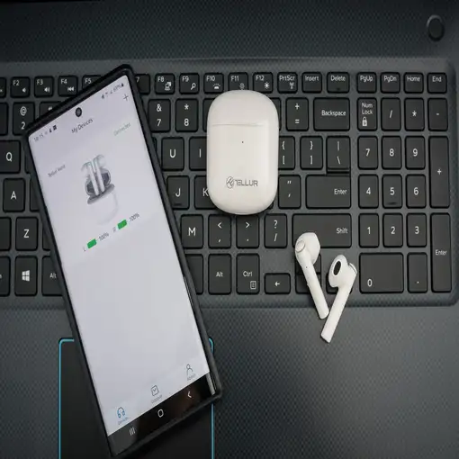 Auriculares Tellur Aura True Wireless, APP, blanco