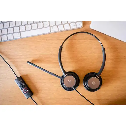 Voice 320 Auriculares para centro de llamadas con cable, binaurales, USB, negro