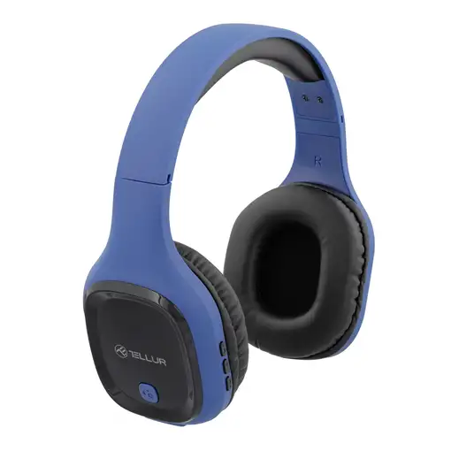 Auriculares Bluetooth supraaurales Tellur Pulse con micrófono, color azul