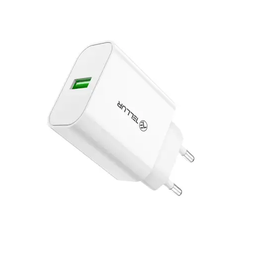 Cargador de pared Tellur USB-A 18W con QC3.0, blanco
