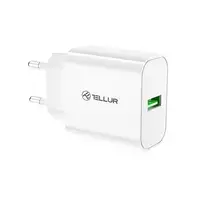 Cargador de pared Tellur USB-A 18W con QC3.0, blanco