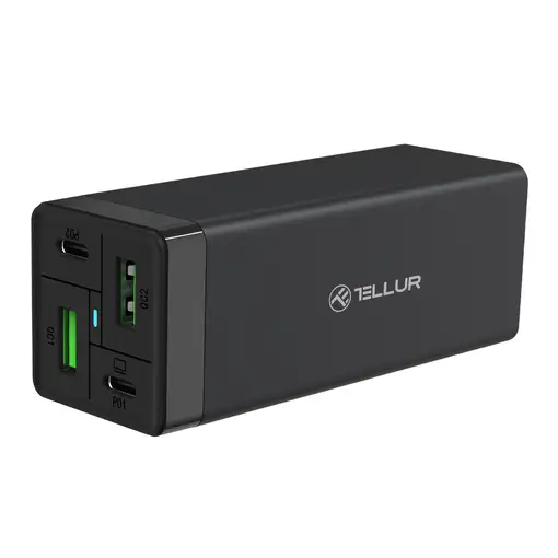 Cargador de pared Tellur PDHC2 65W (2xPD 2xQC3.0), UE,REINO UNIDO,EE. UU., negro