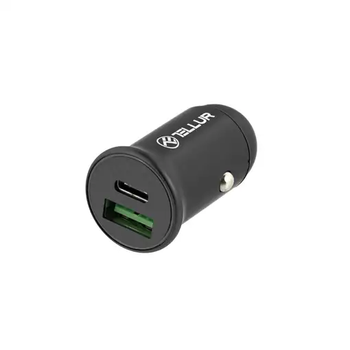 Cargador de coche Tellur FCC7, PD Max 60W, QC 30W, negro