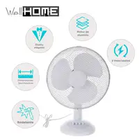 Well Home Ventilador de mesa, cabezal ajustable y oscilante
