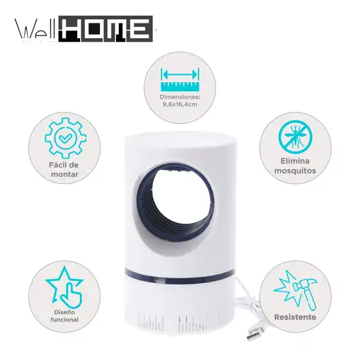 Well Home Lámpara Matamosquitos con Ventilador y Cable USB
