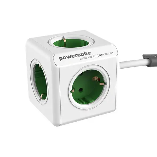 Allocacoc PowerCube Extended base múltiple 1,5 m 5 salidas AC Interior Verde, Blan