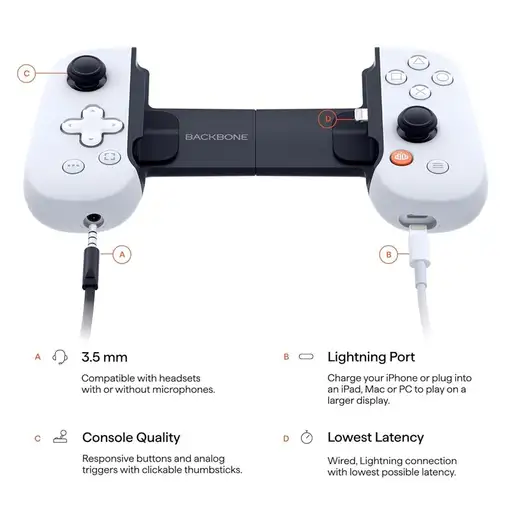 Backbone One for iPhone PlayStation Edition Blanco Lightning Gamepad PC, Playstati