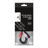 Gembird 2.5m, 3.5mm/2xRCA, M/M cable de audio 2,5 m 3,5mm Negro, Rojo, Blanco