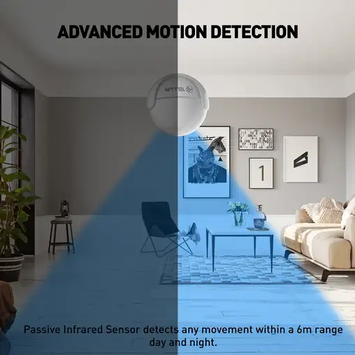 Sensor de movimiento Tellur Smart WiFi, PIR, blanco