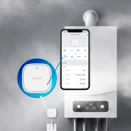 Sensor de gas Tellur Smart WiFi, DC12V 1A, blanco