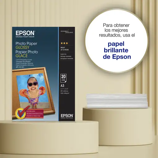 Epson Papel fotográfico brillante A3 de , 200 g/m2, 20 hojas
