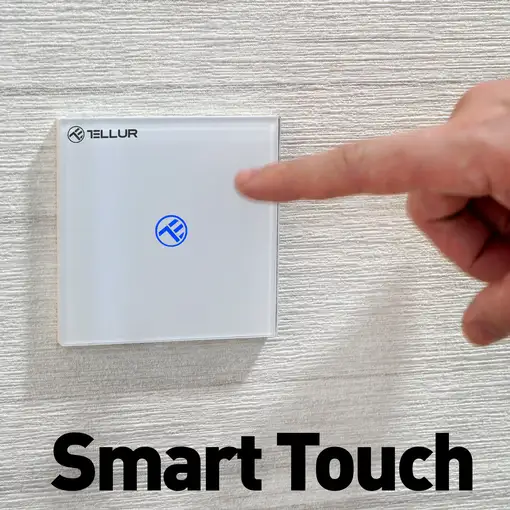 Conmutador WiFi inteligente Tellur, SS1N, con/sin neutro, 1 puerto, 1800W, 10A