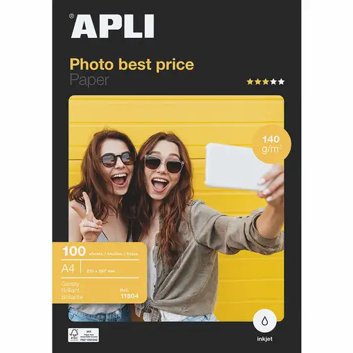 APLI 11804 papel fotográfico A4 Blanco Brillo