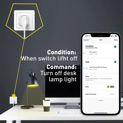 Enchufe de CA Tellur Smart WiFi, lectura de energía, 3680W, 16A, blanco