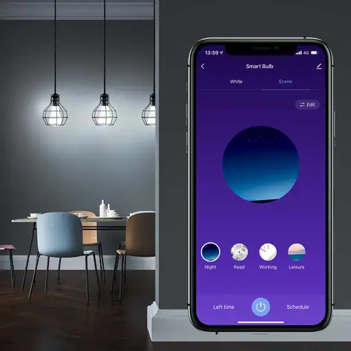 Bombilla Tellur Smart WiFi E27, 9W, blanco/cálido, atenuador