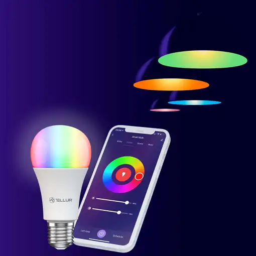 Bombilla Tellur Smart WiFi E27, 9W, blanco/cálido/RGB, atenuador